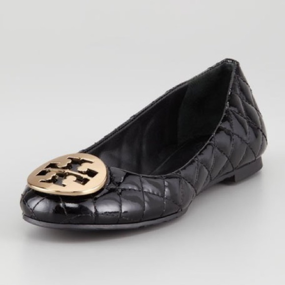 Tory burch quilted patent flats